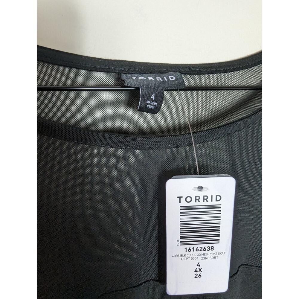 NWT Torrid Black Cupro and Mesh Skater Mini Dress - Picture 4 of 7